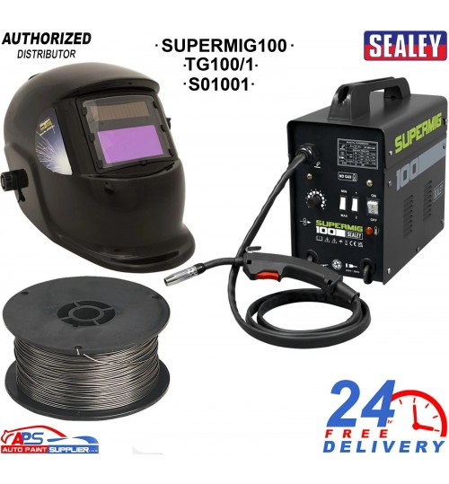 Sealey SUPERMIG100 With Welding Helmet S01001 + TG100/1 MIG Wire Kit